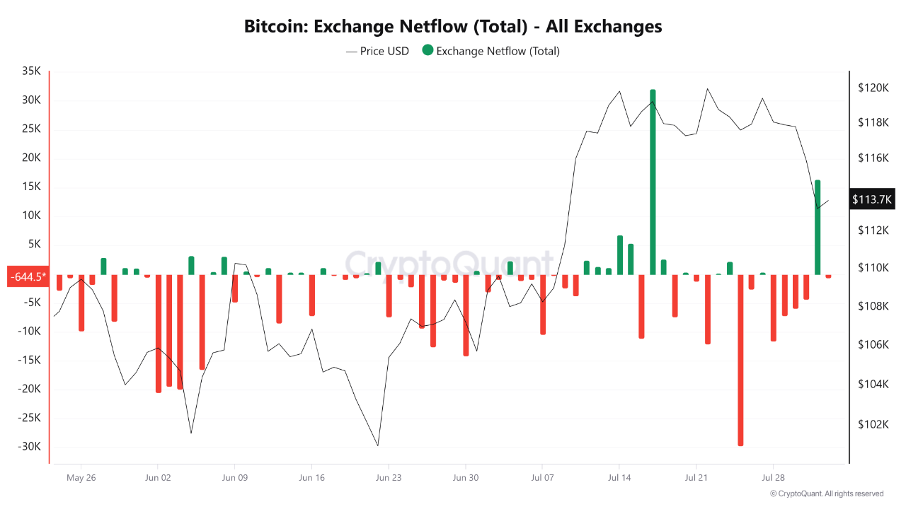 Whales Send Bitcoin to Exchanges | CryptoQuant