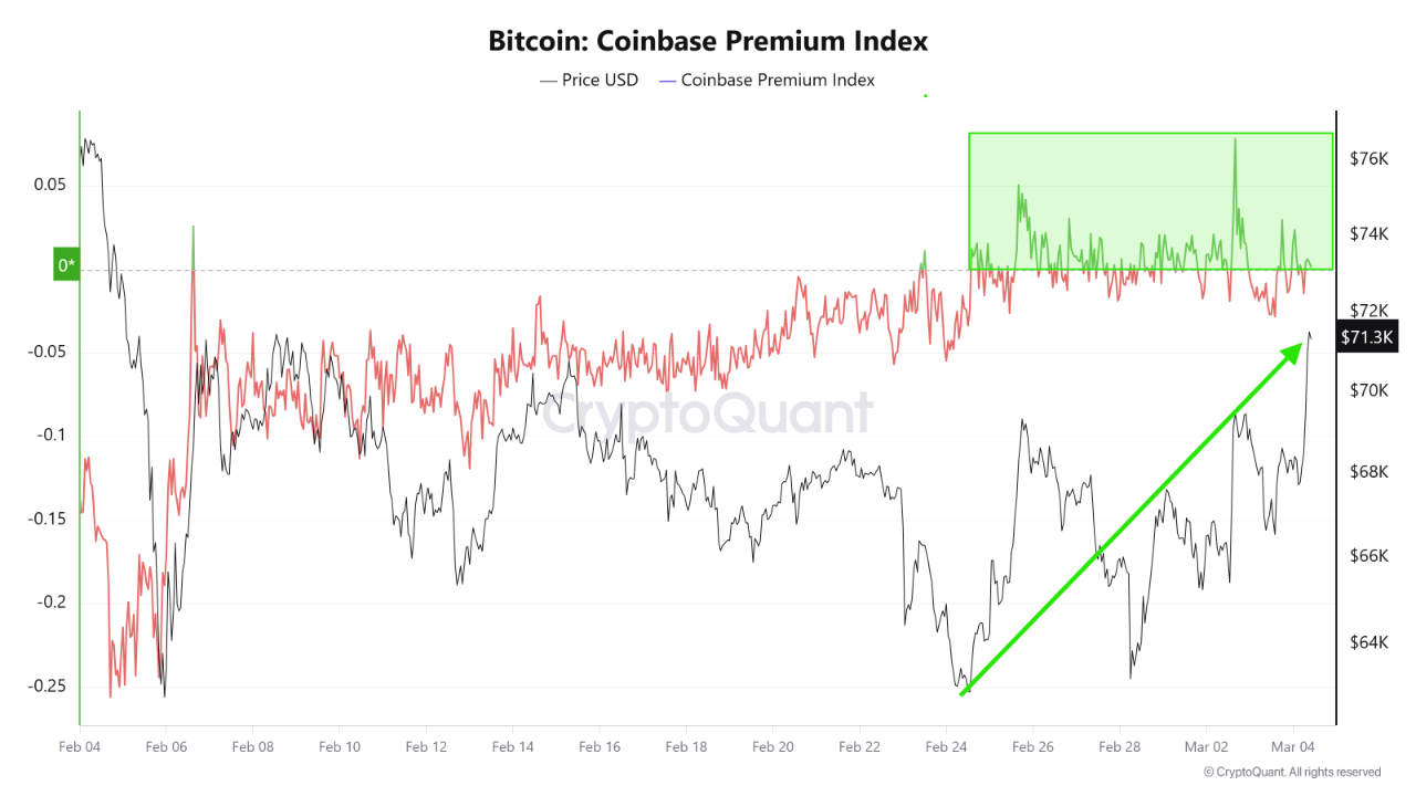 Bitcoin's Coinbase Premium Index (CPI) Turned Positive in February 2026 ...