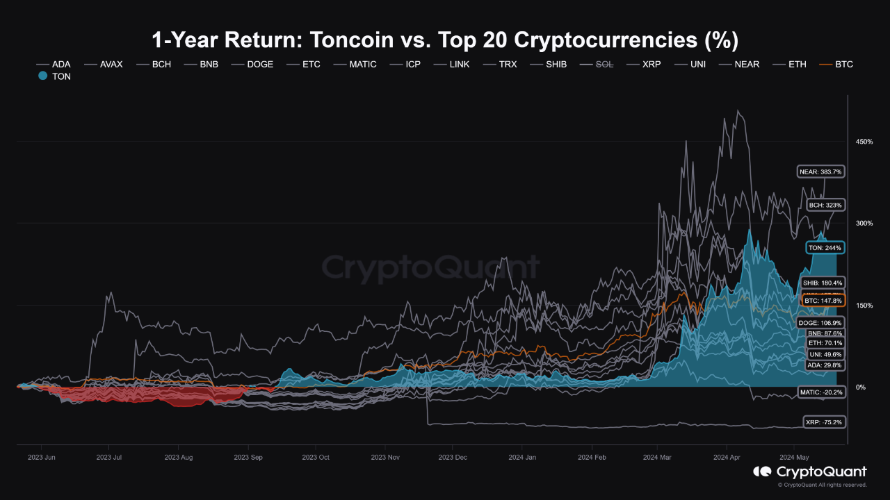 The Incredible Rally of Toncoin Among the Top 20 Cryptocurrencies |  CryptoQuant