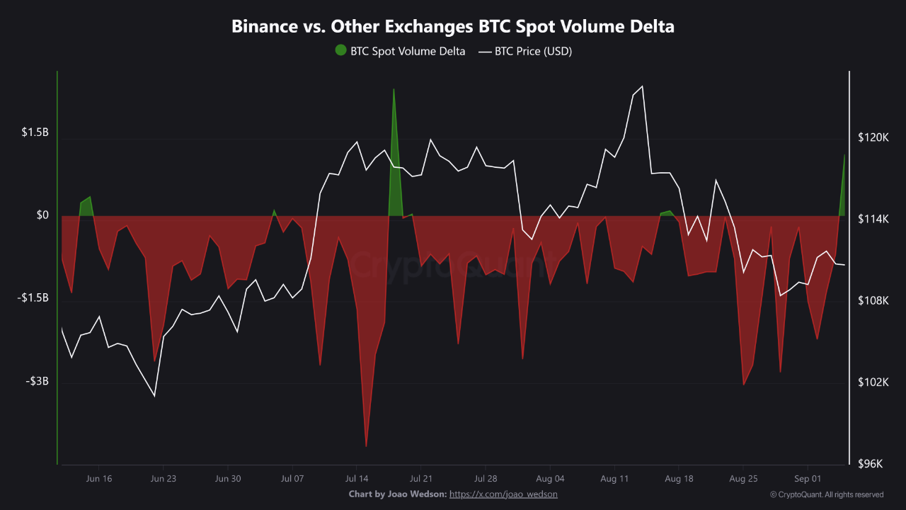 Binance Spot Volume Delta and Its Impact on Bitcoin | CryptoQuant