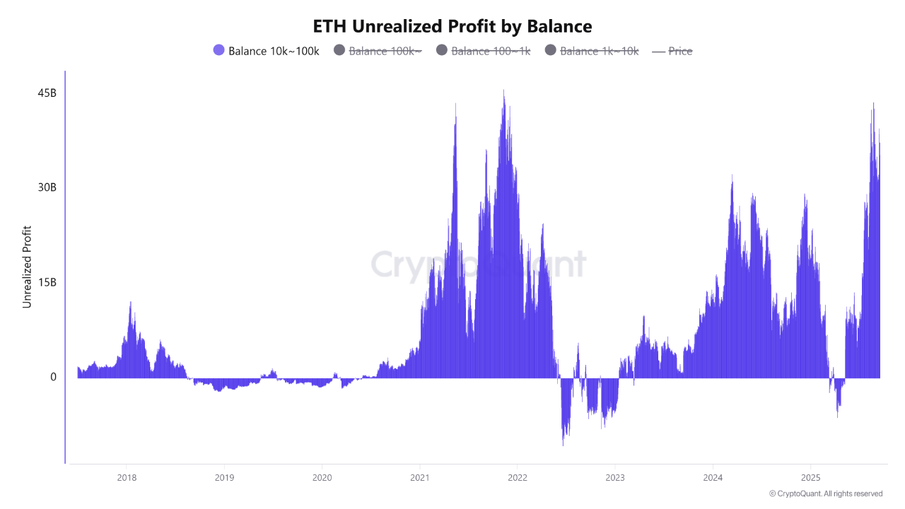 🚀 ETH Unrealized Profits of Mid-Sized Whales Hit Levels Last Seen at ATH  in Nov 2021 | CryptoQuant