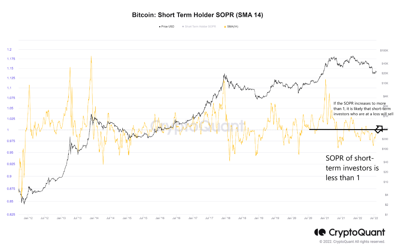 Bitcoin short term holds SOPR