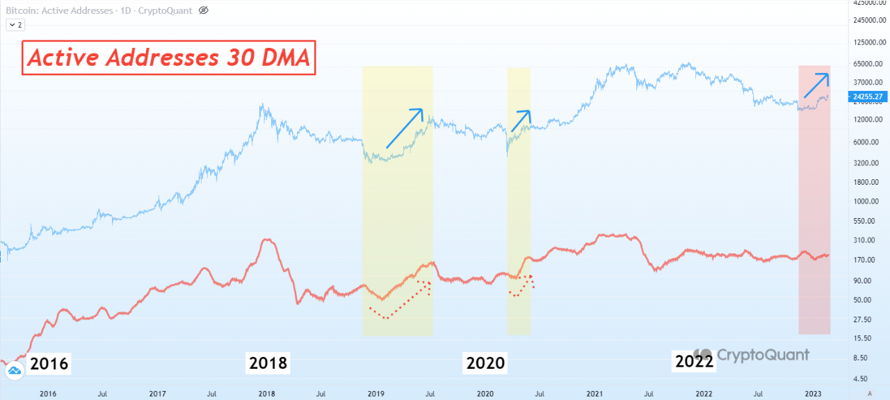 Indirizzi attivi Bitcoin