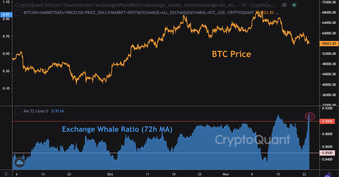 Bitcoin Bearish Signal: Whales Now Make Up For 91% Of Exchange Deposits