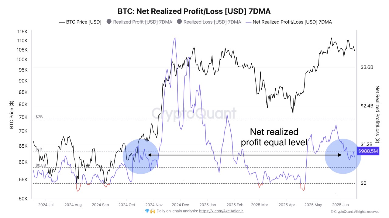 Bitcoin net realized profit/loss.