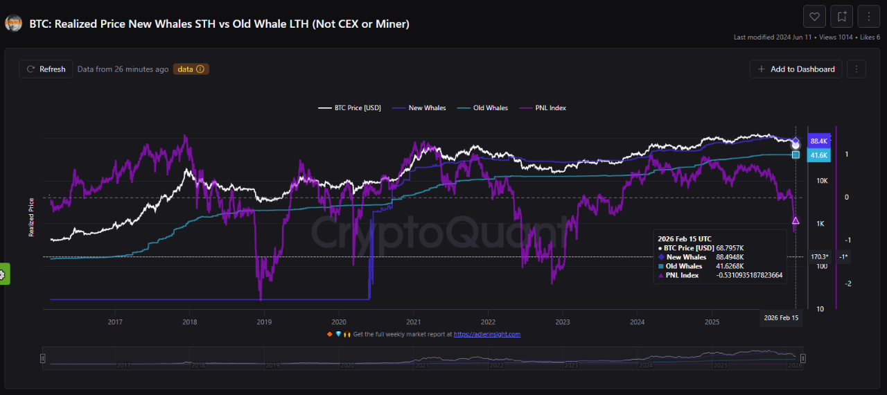 Bitcoin realized Price New Whales STH vs Old Whale LTH | Source: CryptoQuant